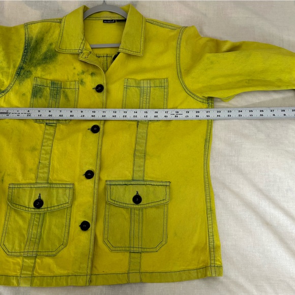 North Crest Women’s Sz Medium farm 90’s Y2K neon denim chore jacket barn jacket - Picture 4 of 7